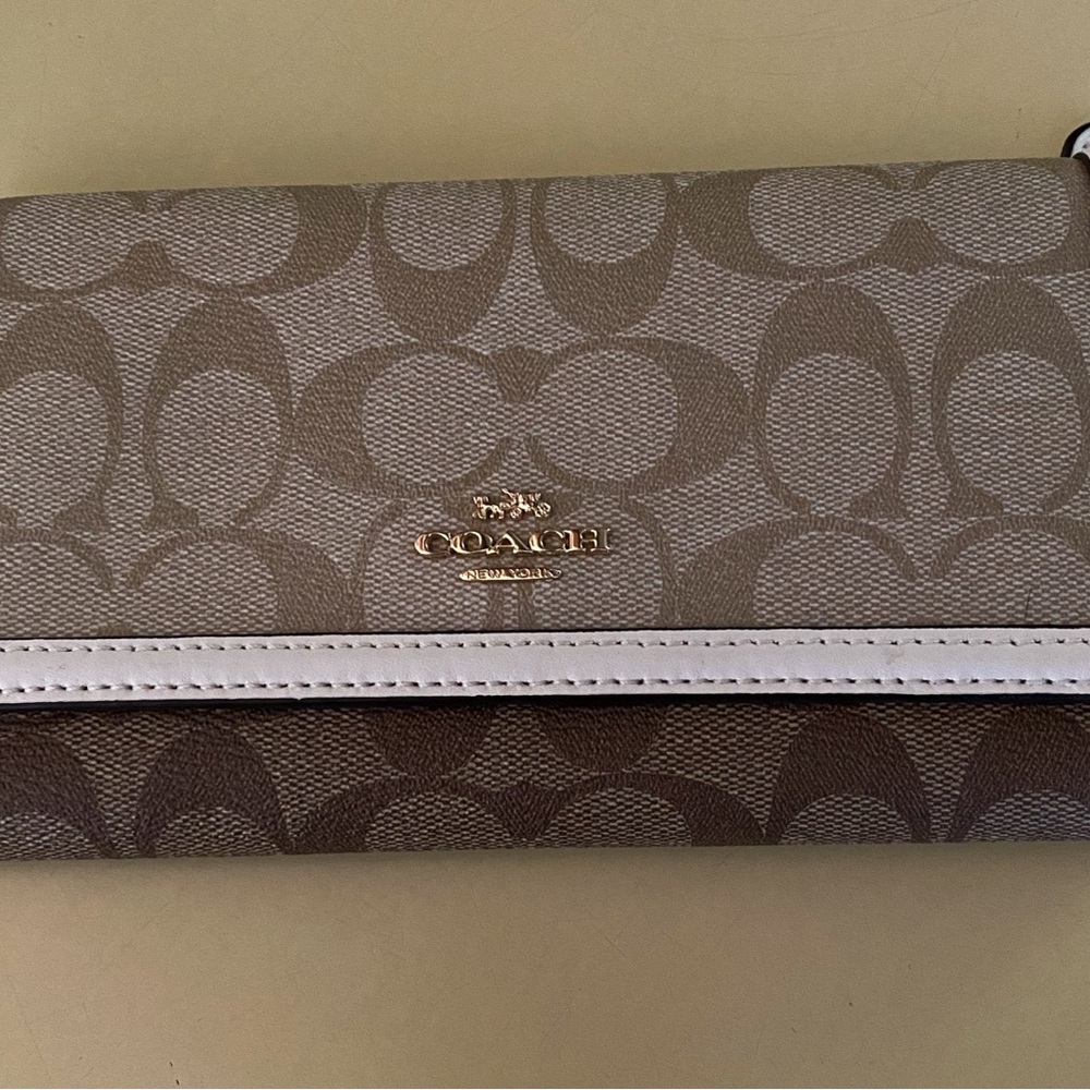 Coach Brown and White Signature Wallet